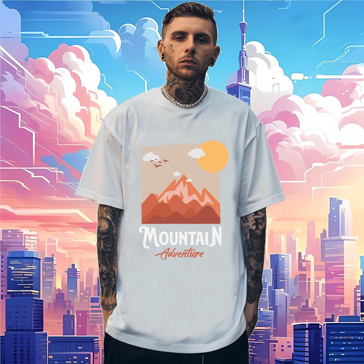 Designer T-Shirts for Men mountains Clothings 230g Cotton Sports Casual Unisex Graphic Short Sleeve O-Neck Men Tees