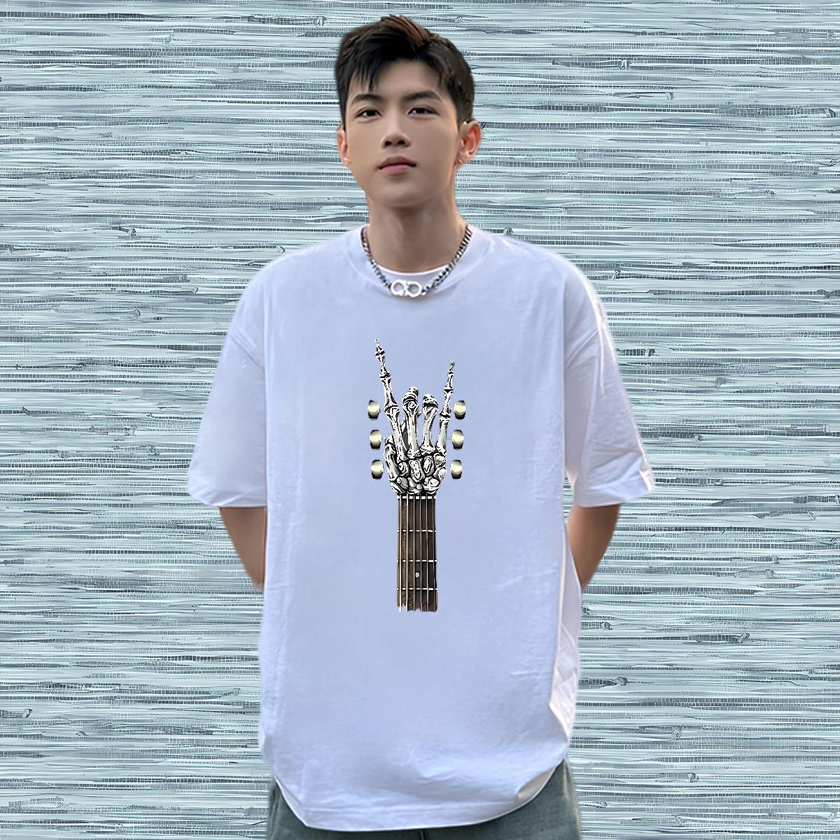 Stylist Men T Shirts skull Top Tees 230g 100% Cotton Casual Daily Wear Free Shipping Anime Print Breathable Soft Tshirts
