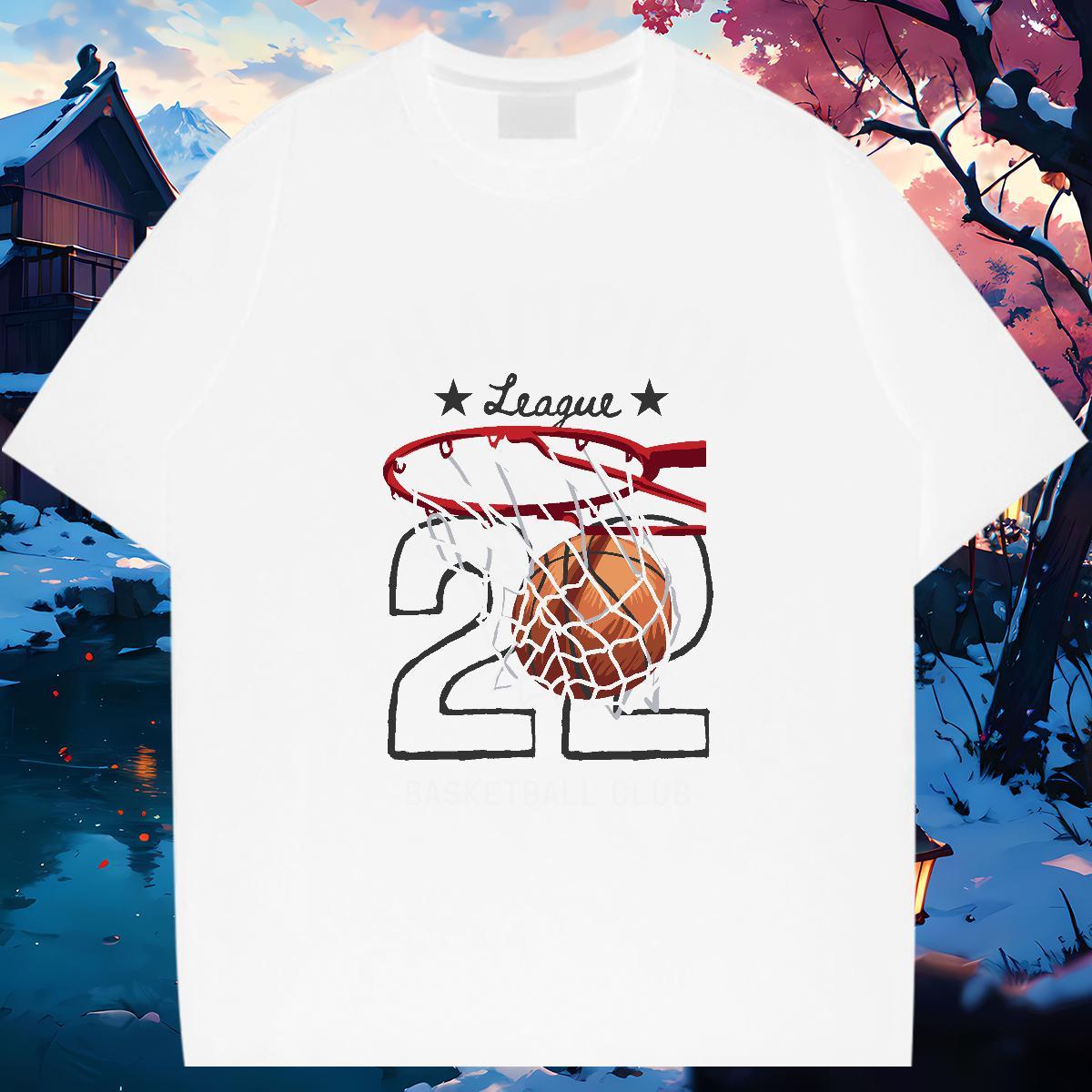 Free Shipping Man T Shirts basketball Wear 100% Cotton 230g Hip Hop Street Popular Anime Round Neck Short Sleeve Men Clothes T-Shirt