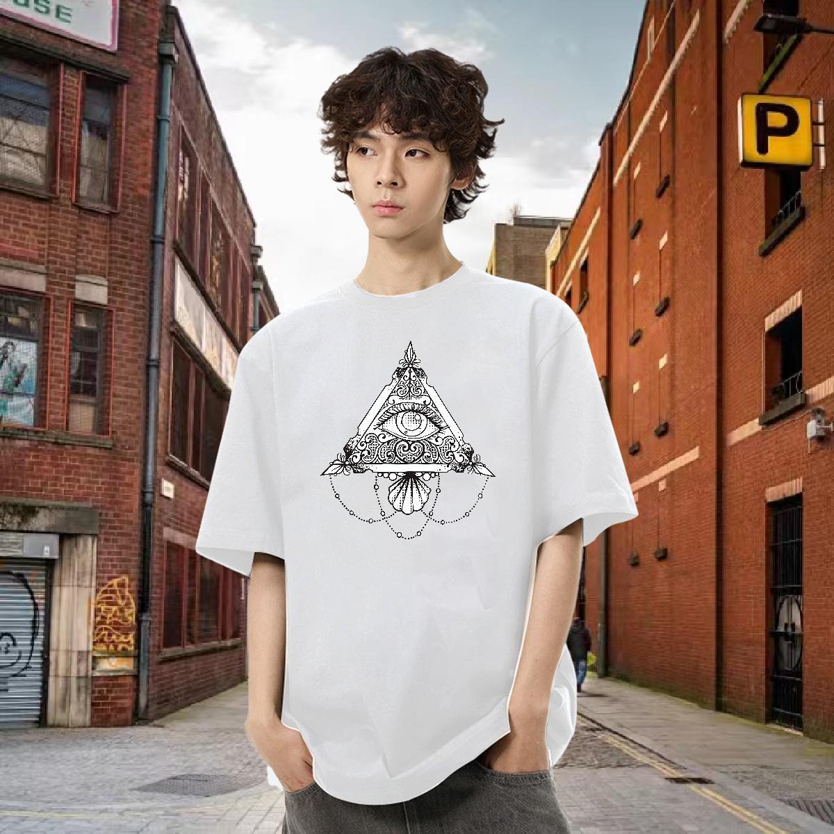 DIY Customized T Shirts Men eye of the devil Top Tees 230g Pure Cotton Casual Beach Cool Design DIY Printed Breathable Short Sleeve Couples T Shirts