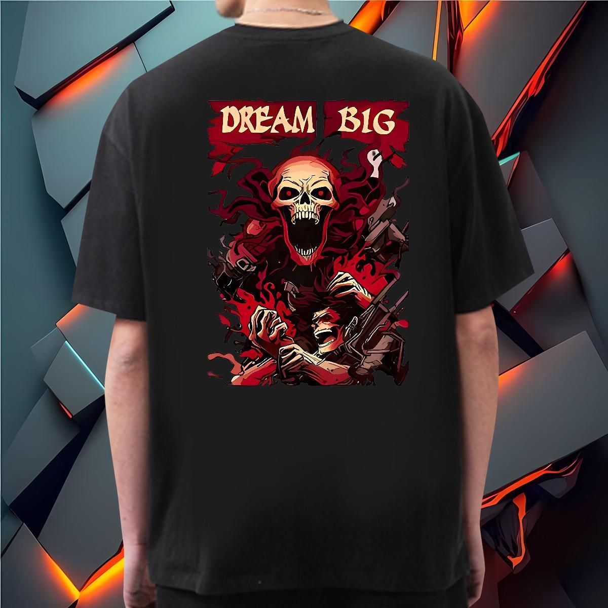 Fashion New T-Shirts for Men skull Tees 230g Pure Cotton Daily Outfit Loose Custom Cartoon Short Sleeve Soft Men Tops Tees