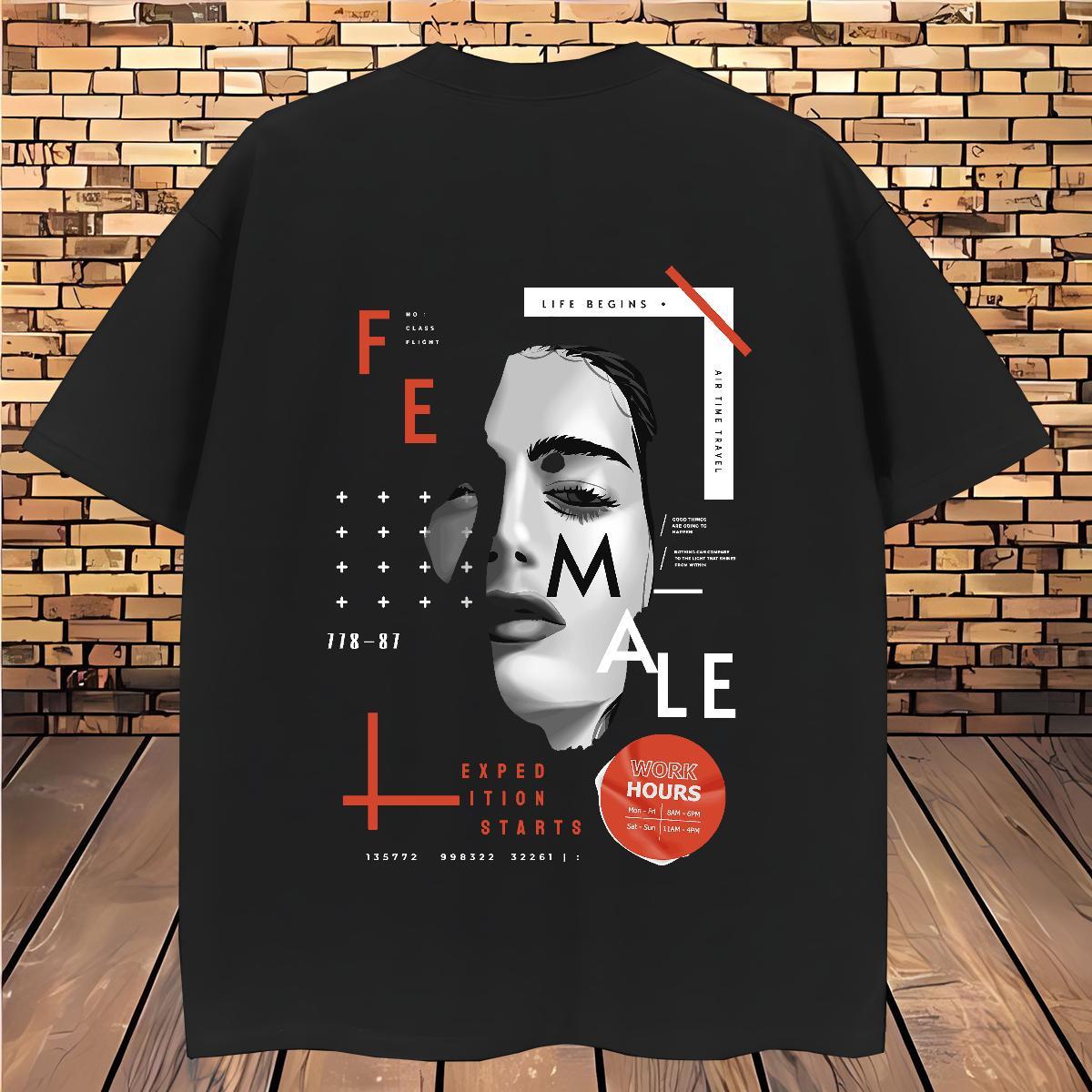 Fashion New Men T Shirts portrait Tops Tees 230g Cotton Outdoor Loose Custom Printing Short Sleeve O-Neck Mens Tshirts