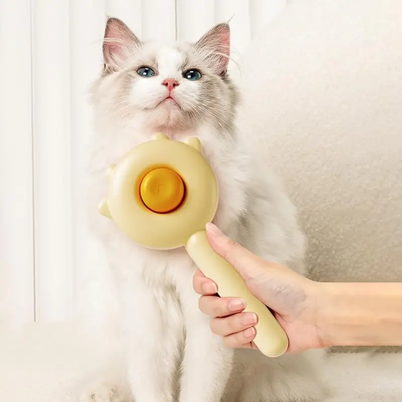 Cat and Dog Shedding Brush with Self-Cleaning Release Button - Grooming Tool - Pet Hair Remover Comb