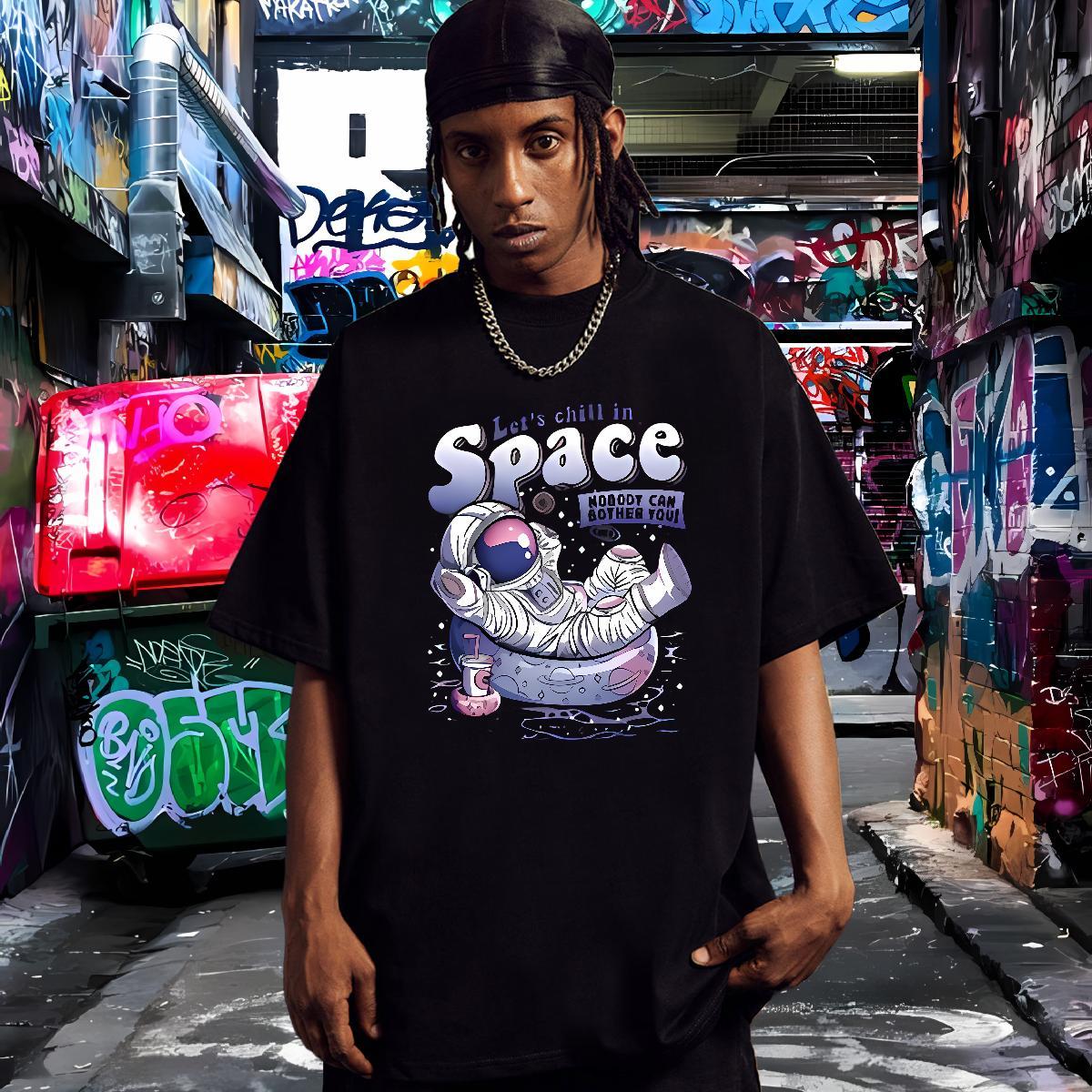 Stylist Mens T Shirts spaceman Polos 230g Cotton Home Outdoor Popular Asian Size Round Neck Short Sleeve Mens Tshirts