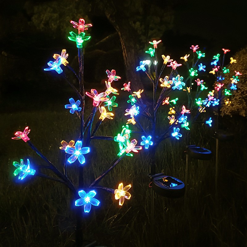 Cross border popular LED solar ground mounted lights, outdoor landscape, lawn ground mounted cherry blossom lights, waterproof courtyard decorative li
