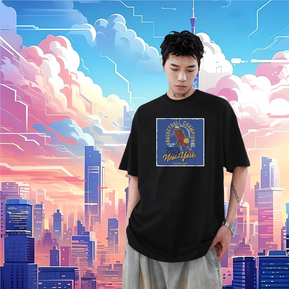 2024 Summer T Shirt For Man skull Wear 230g 100% Cotton Outdoor Unisex Plus Size Cartoon Breathable Short Sleeve Tshirt for Man Woman