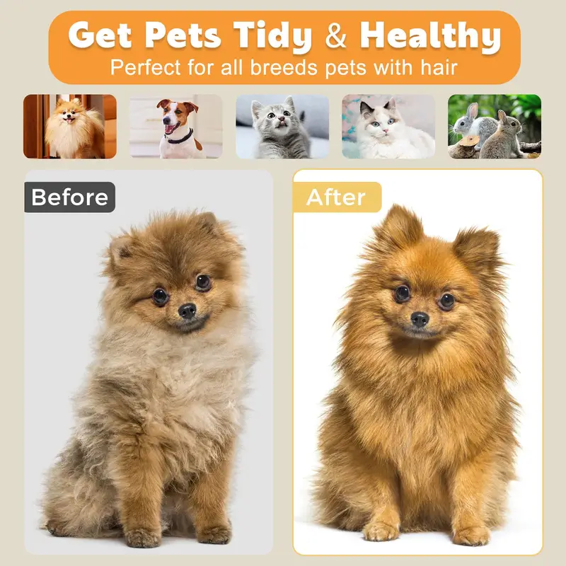 Cat and Dog Shedding Brush with Self-Cleaning Release Button - Grooming Tool - Pet Hair Remover Comb