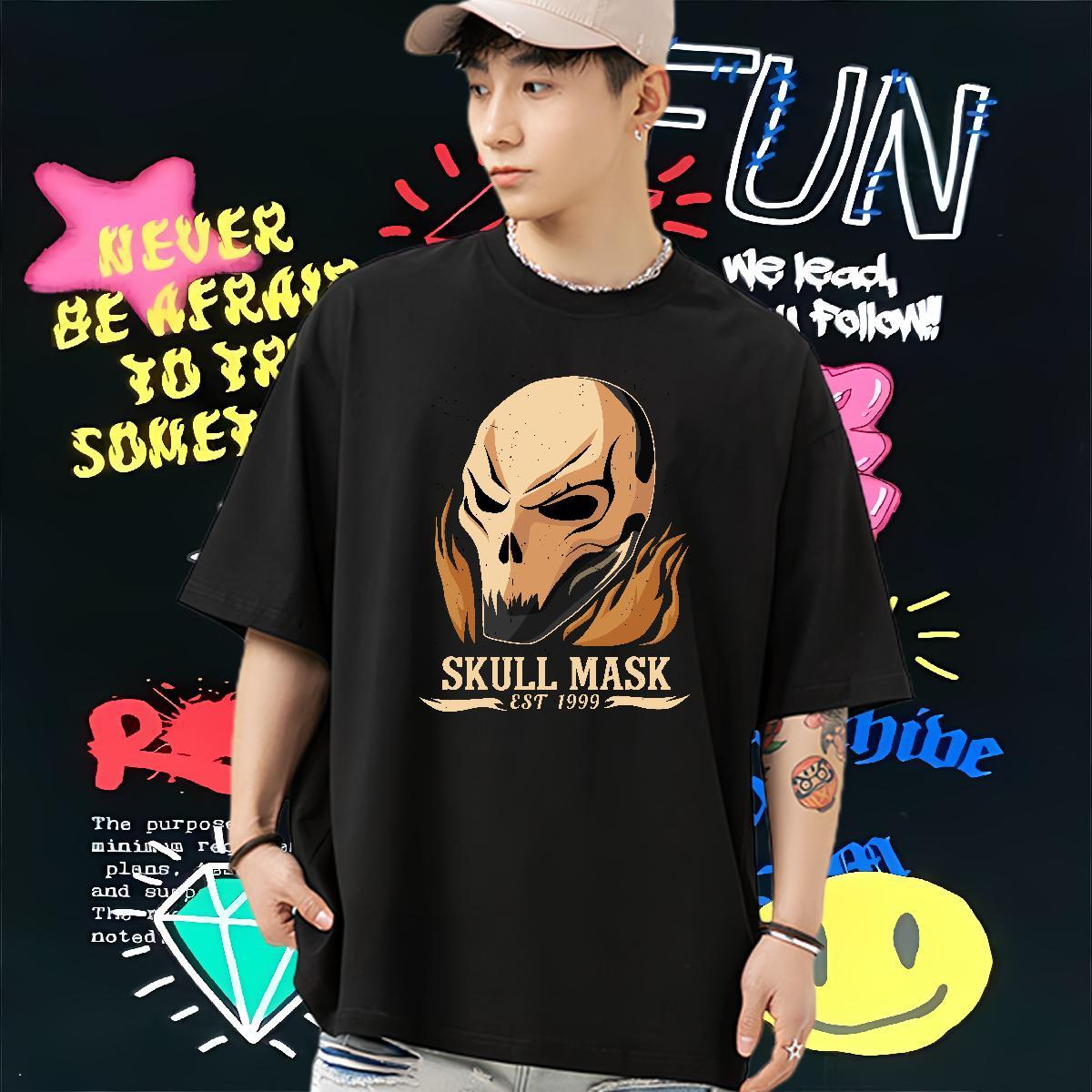 Factory Direct T-Shirts for Men skull Tee Shirt 230g Cotton Home Outdoor Soft DIY Logo Oversized Breathable Short Sleeve Men Tshirts