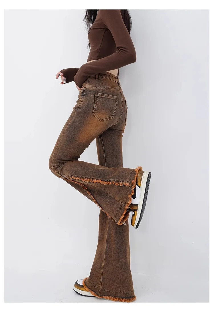 Fashion Denim Pants Women High Street Slim Bell Bottoms Female Basic Simple Jeans Full Length Streetwear Y2K Vintage 240807