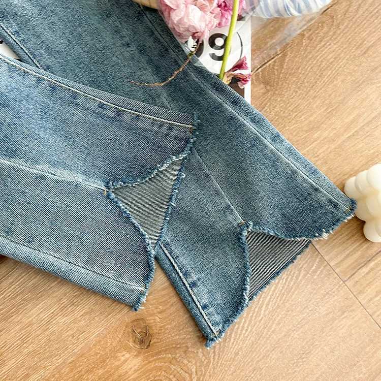 Jeans Spring Girls Vintage denim slit bell bottoms high elastic slim-fit jeans