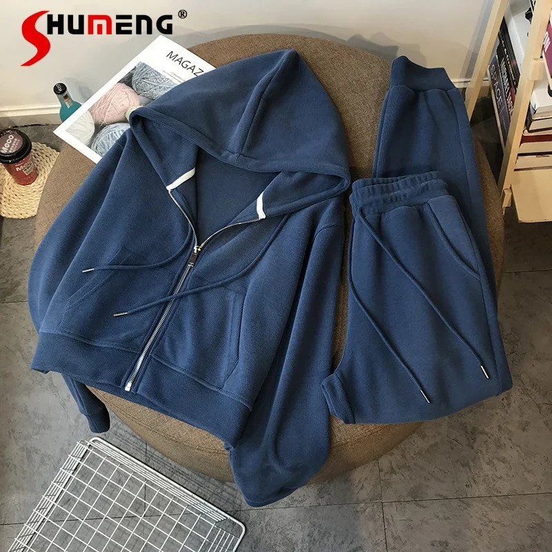 Spring Autumn Short Hoodie Set Fashion Ins Sportswear Women Track Suit Casual Two-Piece Sports Suit Loose Outfit 240807