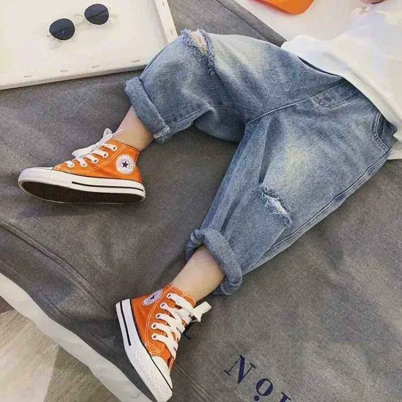 Jeans Boys Jean Pants Long Trousers Cotton 2024 Blue Spring Autumn Babys Kids Pants High Quality Childrens Clothing