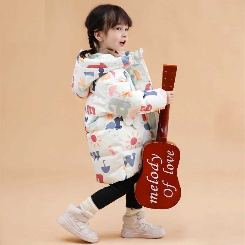 Winter Girls Boys Puffer Jackets Warmth Waterproof Child Long Down Coats Cartoon Kids Snow Outfits Baby Therme Parka 1-8 Years Y240803