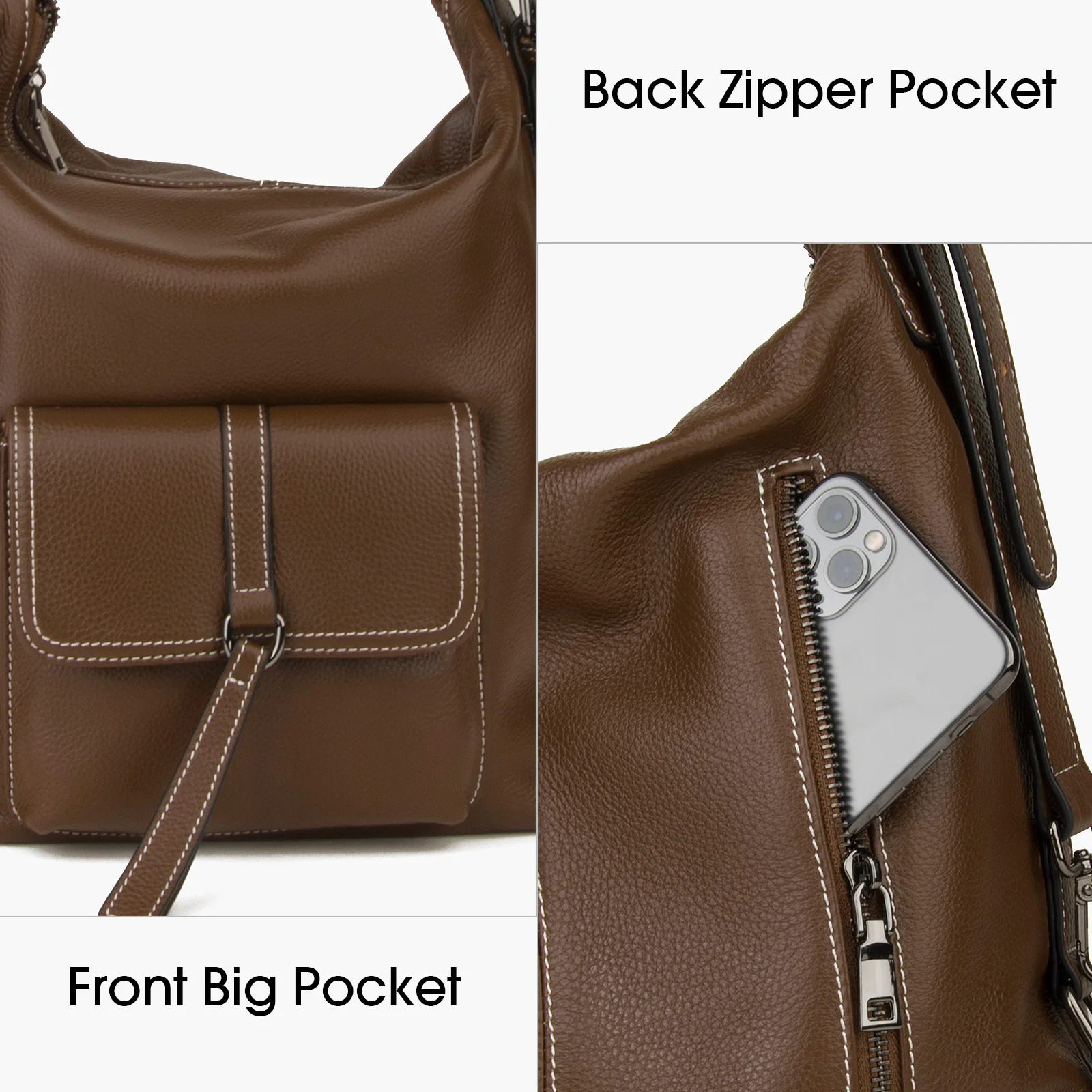 Donnain Multi purpose Womens Backpack Natural Calfskin Soft Leather High quality Shoulder Bag Outdoor 240807