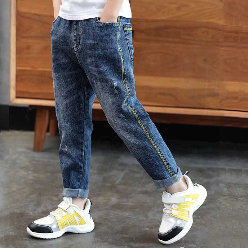 Jeans Kids Boys Jeans Young Casual Trousers 4-11 Years Children Denim Long Pants Elastic Waist Pants Spring Autumn Slim Jean