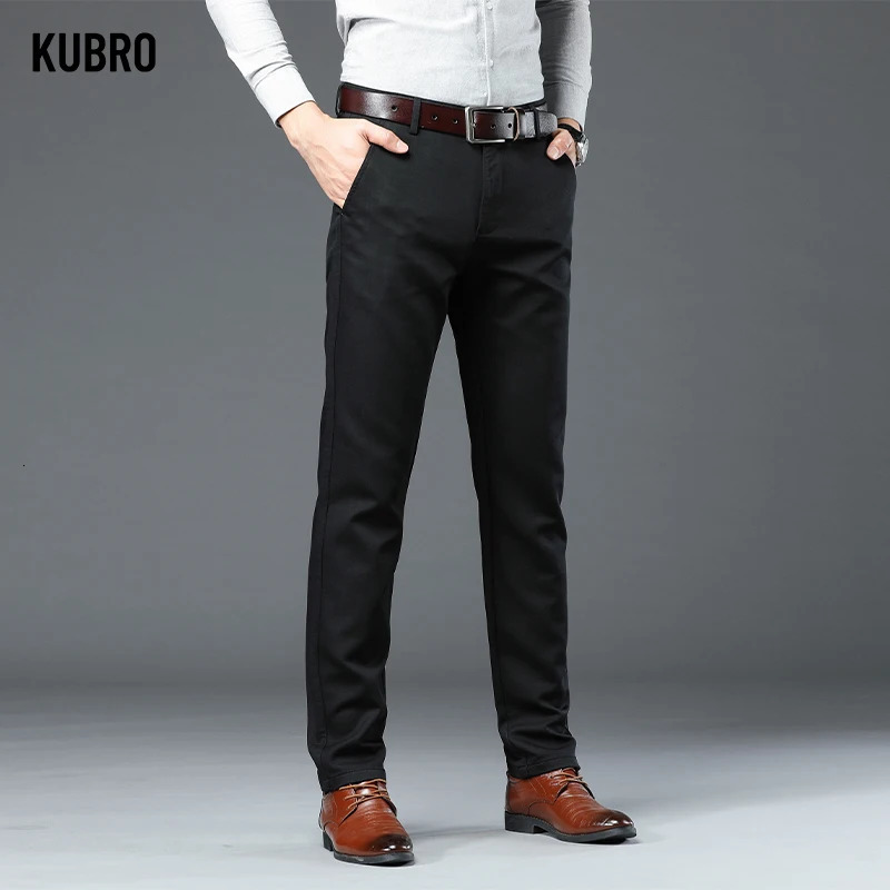 KUBRO Spring Autumn Fashion Straight Suit Pants Mens Cotton Business Stretch Office Formal Trousers Male Size 40 42 240806
