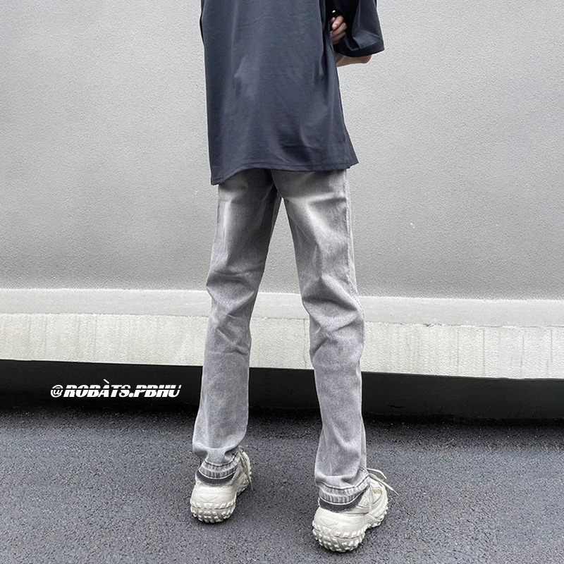 CUMUKKIYP Fashionable Streetwear Jeans Men Y2k Baggy Hosen Denim Pants Washed Vintage Light Grey 240806