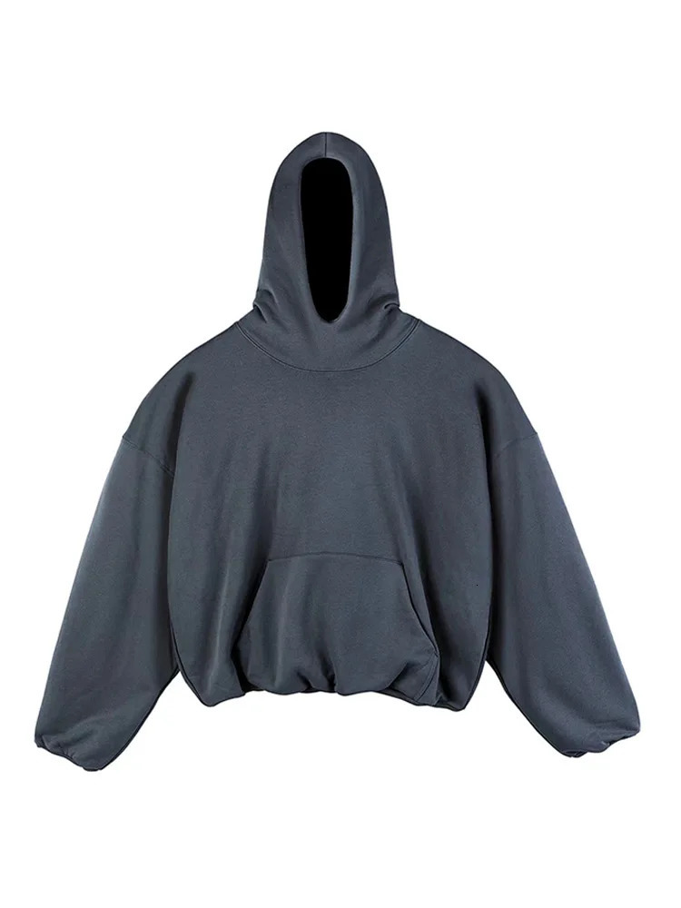 Mens Solid Color Double Layer Oversize Pullover Cotton Vintage High Quality Hoodies Spring Autumn Casual Streetwear 240806