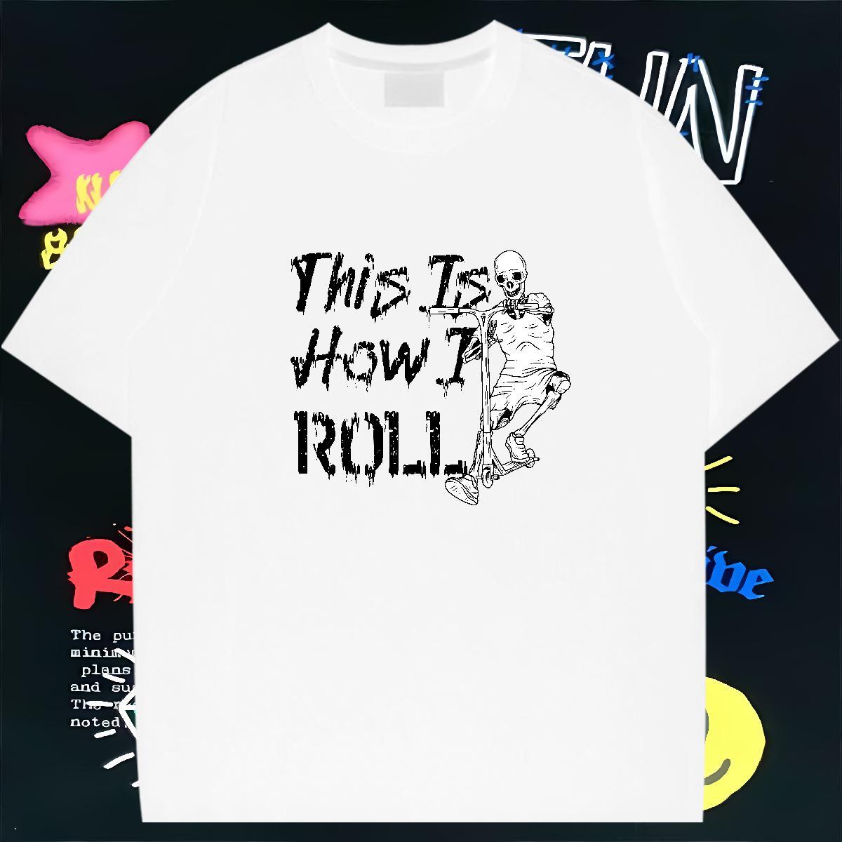 Fashion Mens T Shirts skull Polos 230g Pure Cotton Street wear Hip Hop Loose Fit DIY Printed Short Sleeve O-Neck Couples T Shirts