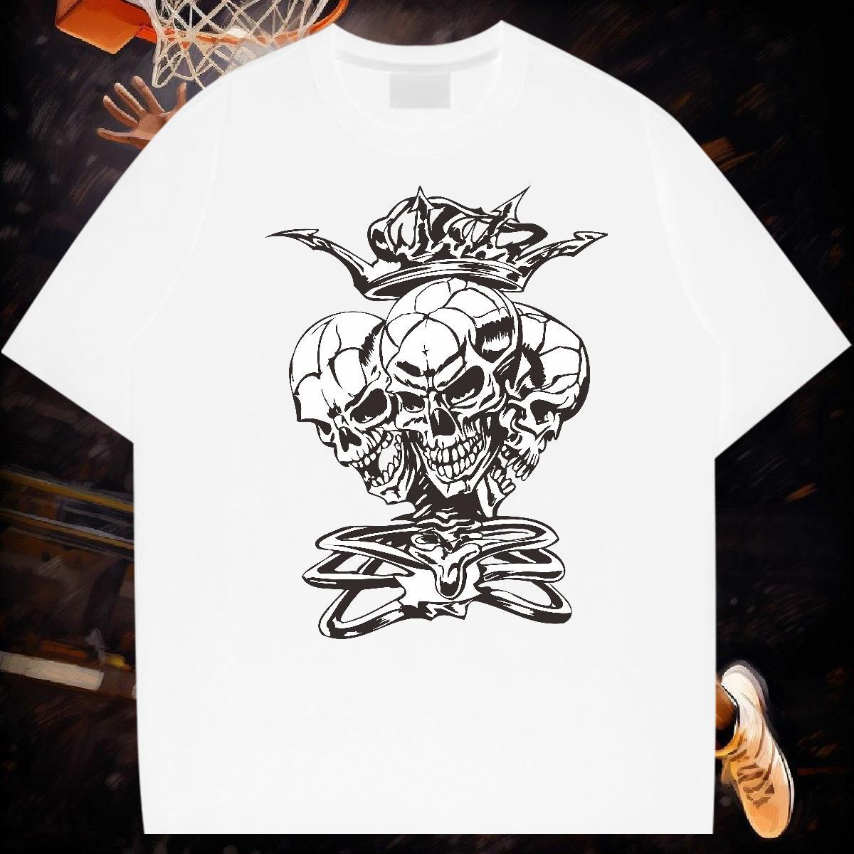 2024 Designer Mens T Shirts skull Tshirts 230g Cotton Sports Casual TOP Quality Cartoon Print Short Sleeve O-Neck Men Clothes T-Shirt