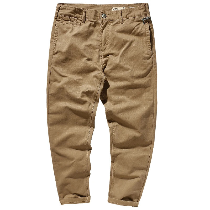 Autumn and Winter American Retro Heavyweight Woven Twill Casual Pants Mens Pure Cotton Washed Old Straight Tapered Trousers 240806