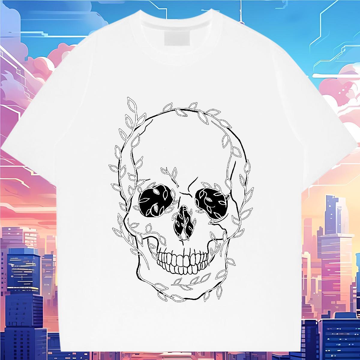 Designer Fashion T Shirt For Man skull Tops Shirt 100% Cotton 230g Beach Comfortable Anime Breathable Crew Neck Mens Tshirts