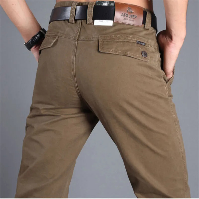 Spring Men Casual Pants Cotton Straight Mens Black Army Khaki Man Trousers Plus Size 40 42 240806
