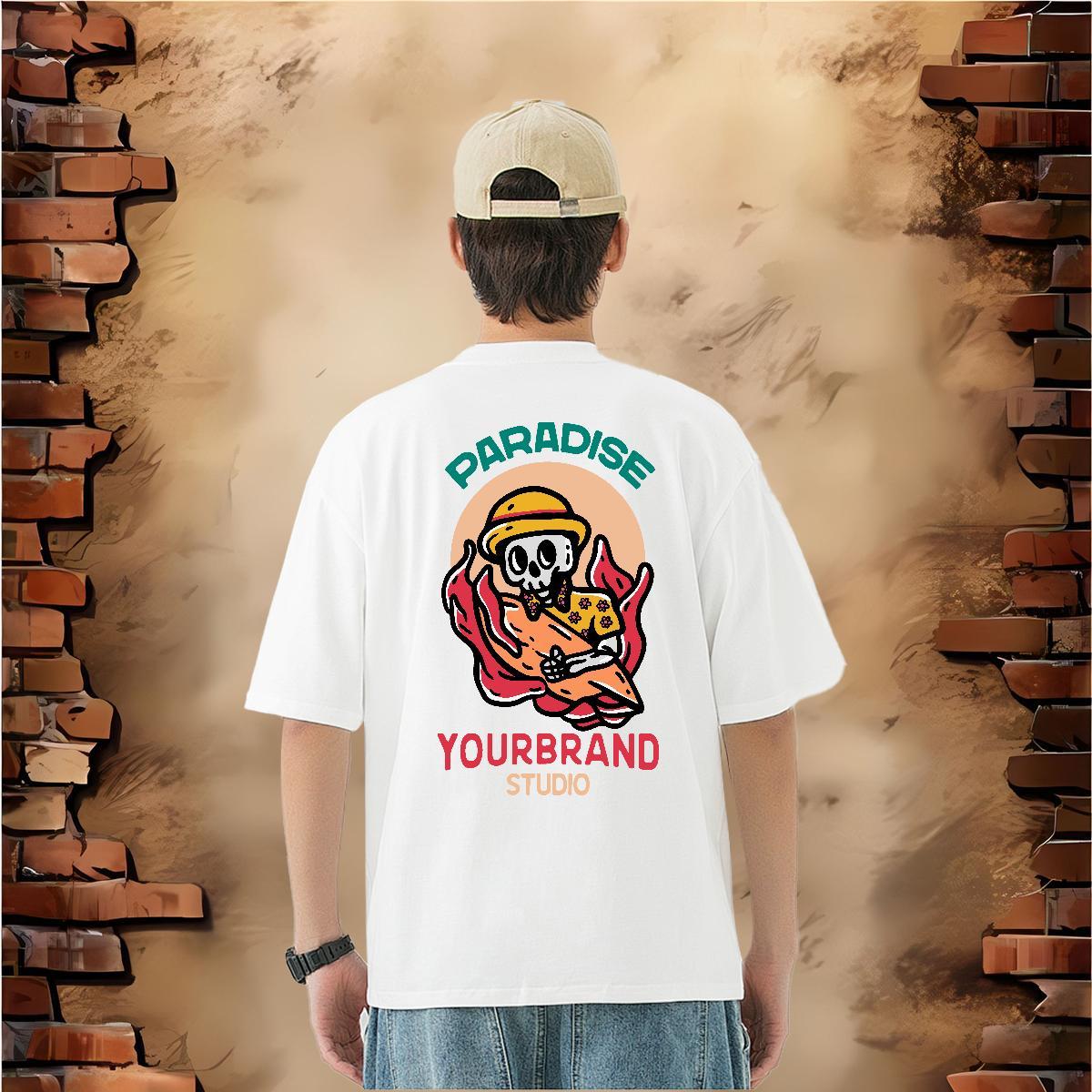 Free Shipping T shirt skull Tops Shirt 230g Cotton Street wear Hip Hop Cool Oversized Crew Neck Breathable Tshirt for Man Woman