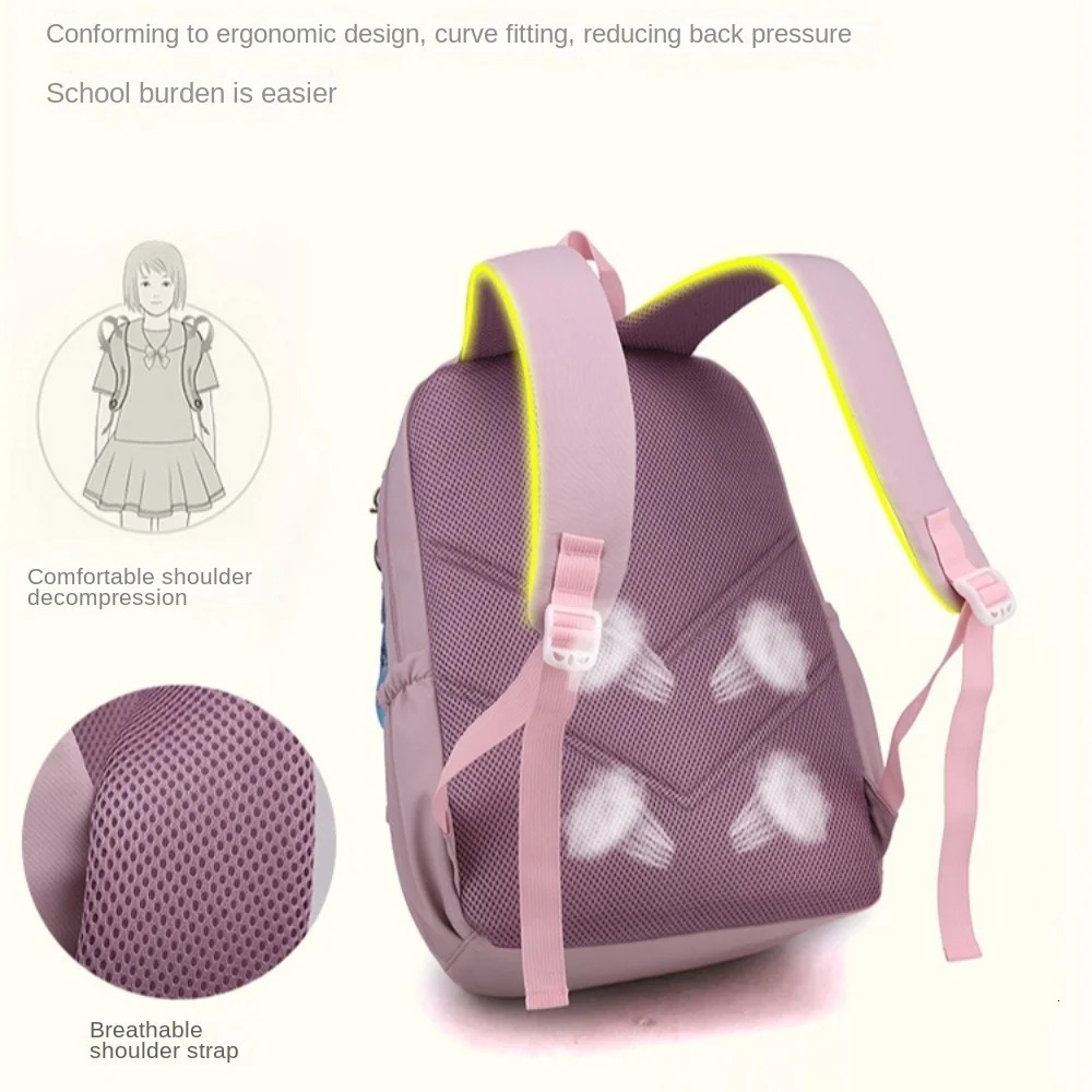 Large capacity school backpack cute nylon material lightweight waterproof and breathable Rucksack youth 240807