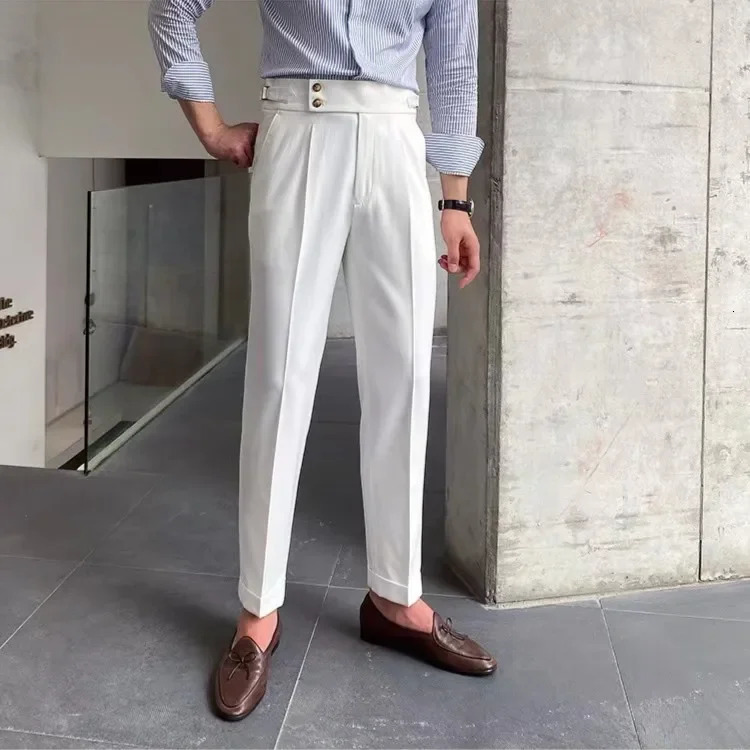 Nadix Highwaisted Draped Casual Formal Pants Spring Autumn Season Suit Trousers Slim Fit Business Attire For Men 240806