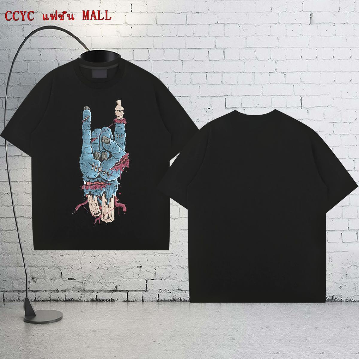 Fashion T Shirts Men hands Tshirts 100% Cotton 230g Street wear Hip Hop Unisex Skull Round Neck Short Sleeve Men Tees