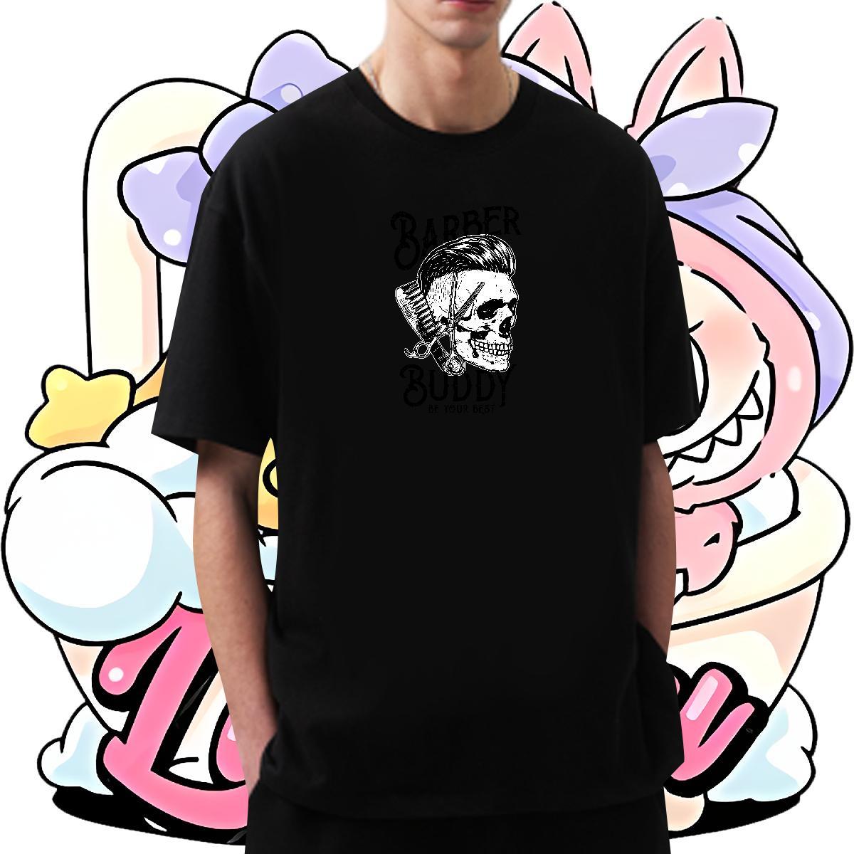 Stylist T Shirts Men skull Tshirts 230g 100% Cotton Sport Brand Customized Print Short Sleeve O-Neck Men Tshirts