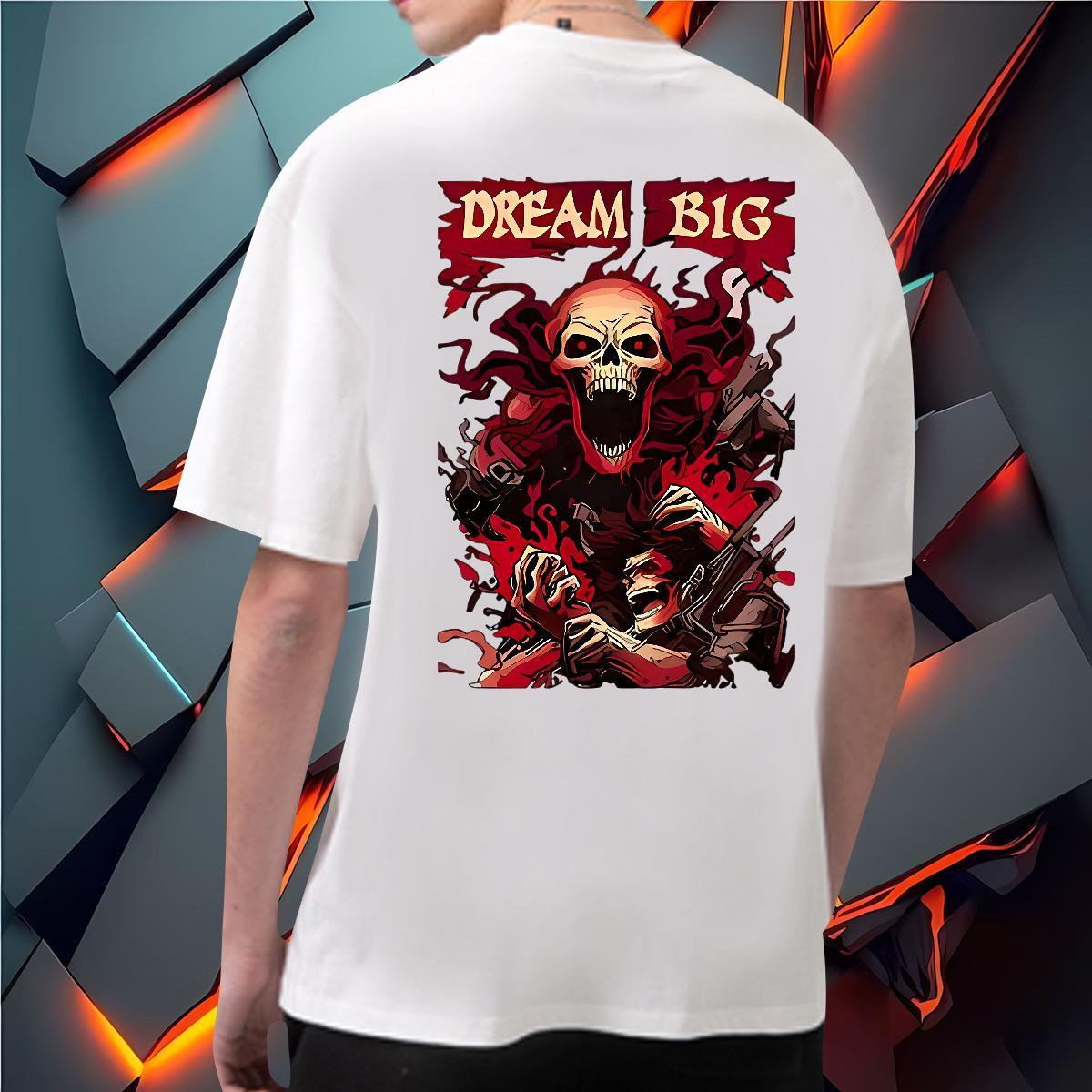 Fashion New T-Shirts for Men skull Tees 230g Pure Cotton Daily Outfit Loose Custom Cartoon Short Sleeve Soft Men Tops Tees