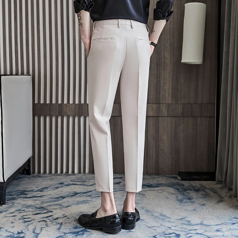 Mens SpringSummer Business Formal Pants Solid Color Casual Korean Set Wedding Social Plus Size 36 240816