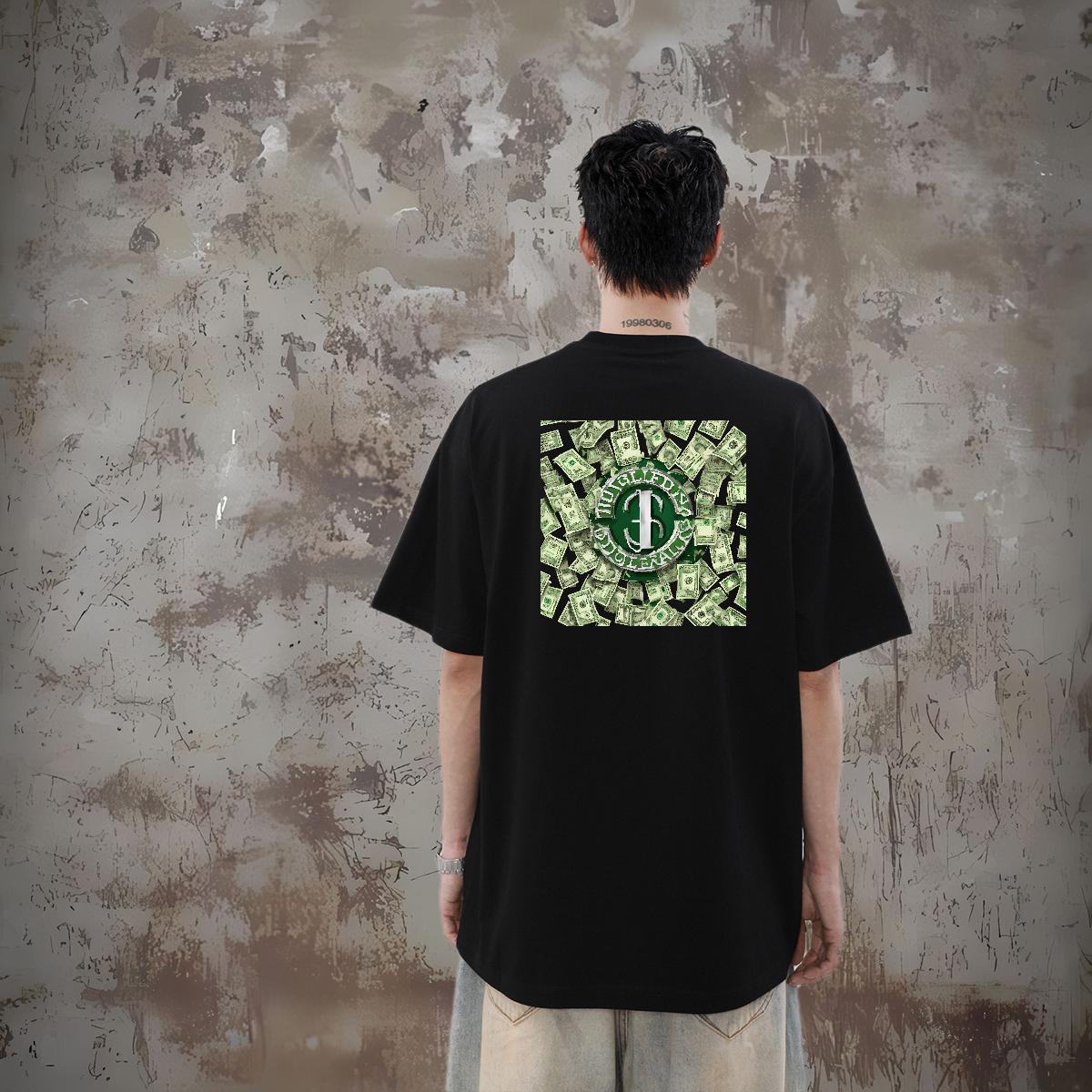 Classic Casual Man T Shirts money Polos 230g Cotton High Street Hip Hop Comfortable Anime Breathable Short Sleeve Tshirts