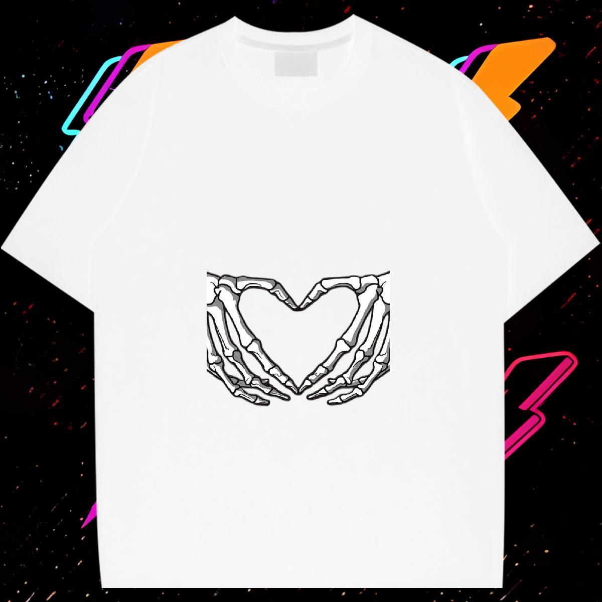 2024 DIY T Shirts Men skull Clothes 230g Pure Cotton Summer Casual Cool Design Skull O Neck Short Sleeves Mens Tshirts