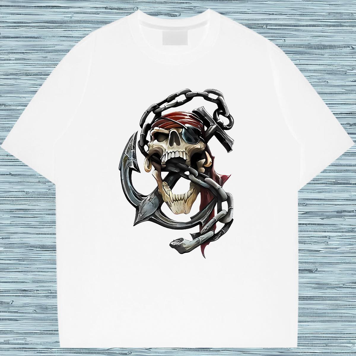 2024 New T-Shirts for Men skull Tees Shirts 230g Cotton Street wear Hip Hop Loose Fit Customized Round Neck Short Sleeve Tshirt for Man Woman