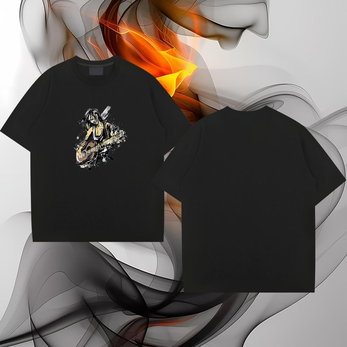 Free Shipping T Shirts Men portrait Polos 230g Pure Cotton Street Wear Loose Custom Cartoon Short Sleeve O-Neck Mens Tshirts