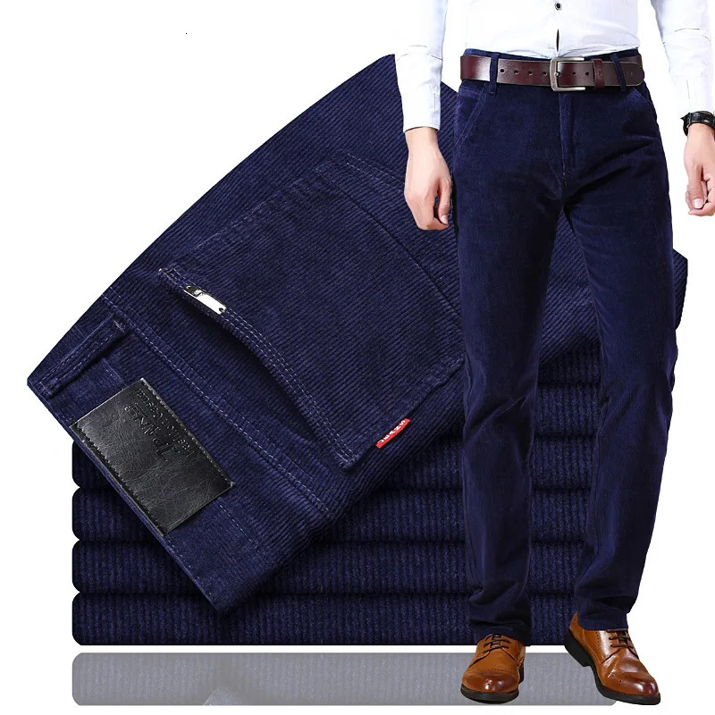 Spring Autumn Mens Y2k Corduroy Streetwear Pants Gentleman Casual Business Work Wide Leg Straight Trouser 240806