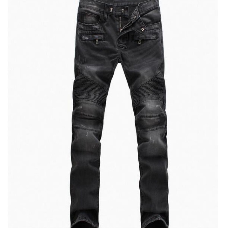 Men's Jeans Men Blue Male Stretch Fit Denim Long Folds Trousers Good Quality Straight Slim Pants Size 42