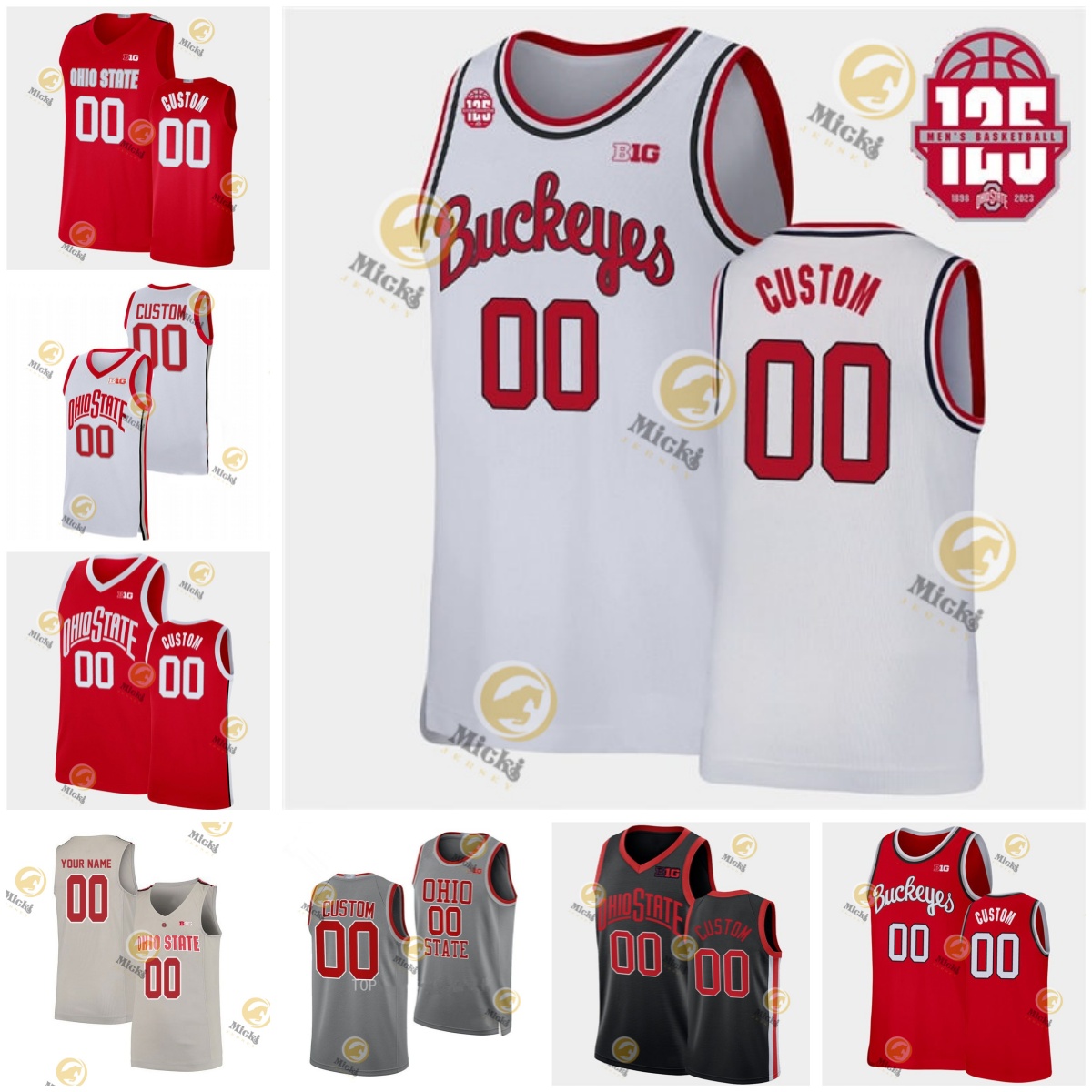 Isaac Likekele Brice Sensabaugh Ohio State Basketball Jersey Custom Stitched Colby Baumann Kalen Etzler Bruce Thornton Ohio State Buckeyes jerseys