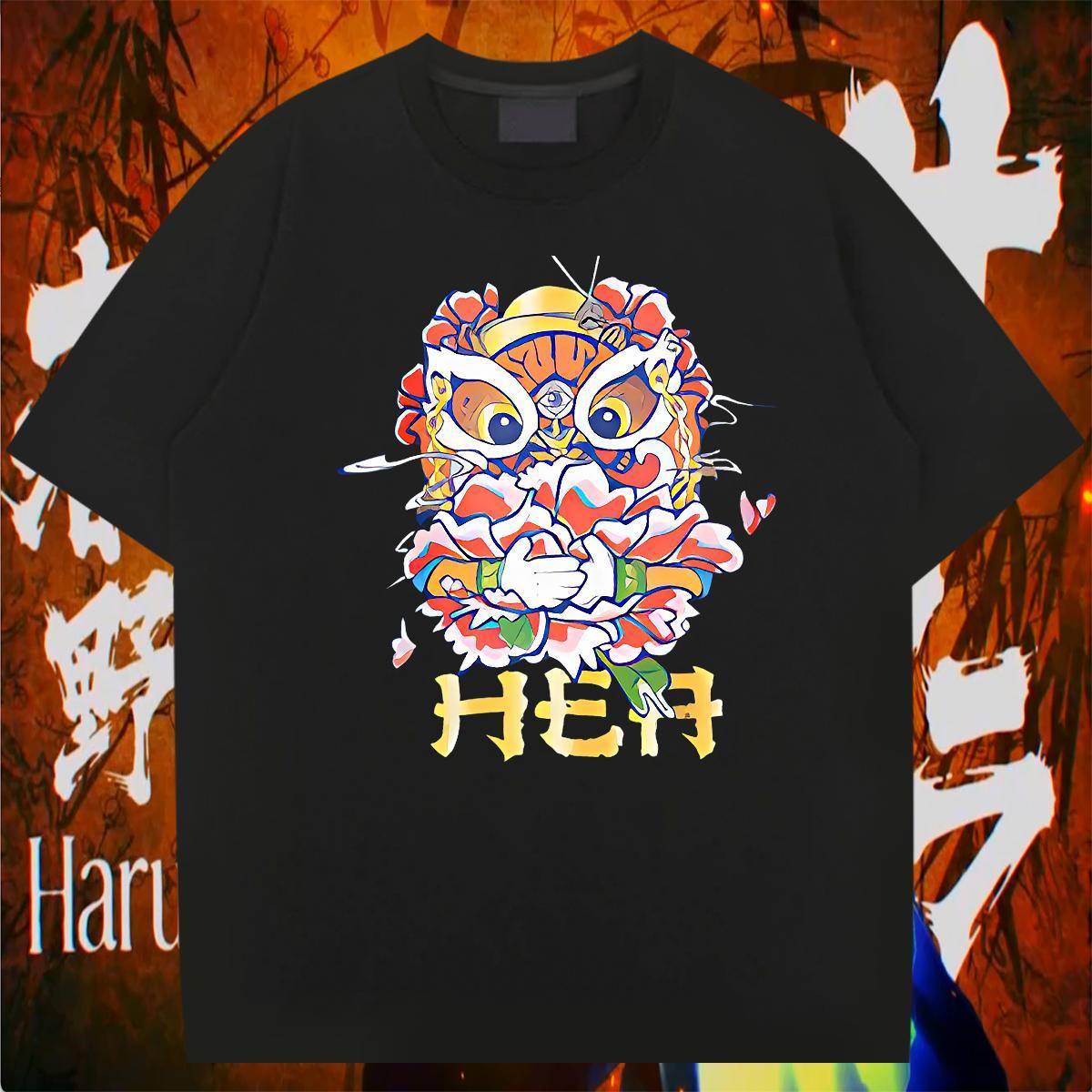 Fashion New T-Shirts for Men Tops Tees 230g 100% Cotton Street Casual Comfortable Floral Print Short Sleeve O-Neck Tshirt for Man Woman