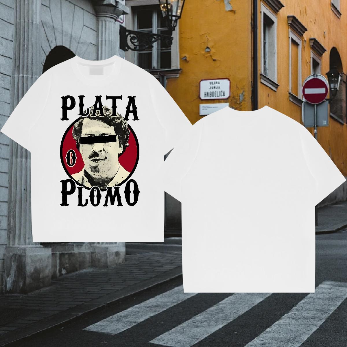 Classic T shirt portrait Polos 230g 100% Cotton High Street Hip Hop Cool Black White Breathable Short Sleeve Men Tees