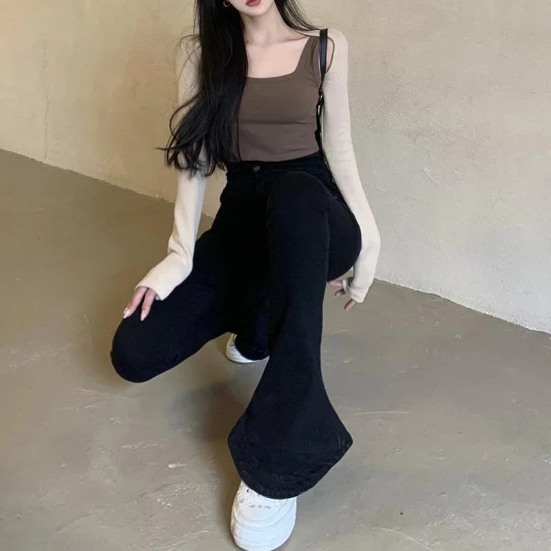 Trousers Flared Pants for Woman Sexy Skinny Bell Bottom Slim Fit Womens Jeans Grunge Y2k Z A Summer Office Wide Leg 90s R Flare 240807