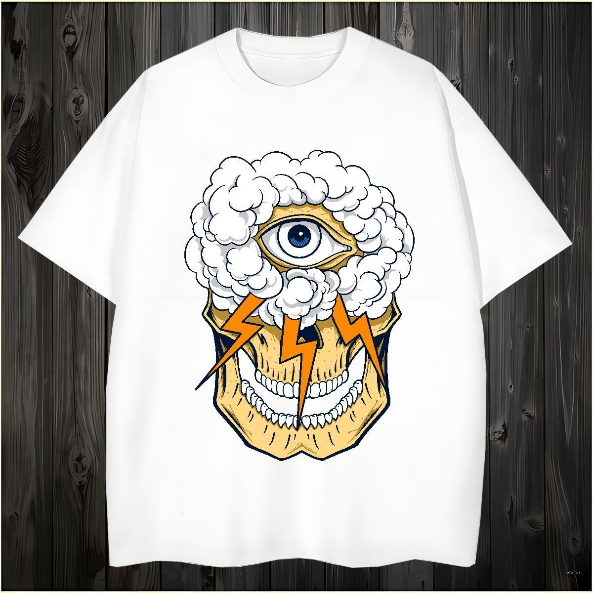 Customized T Shirt For Man skull Wear 230g Cotton Hip Hop TOP Quality Custom Cartoon Pure Cotton Mens Tshirts