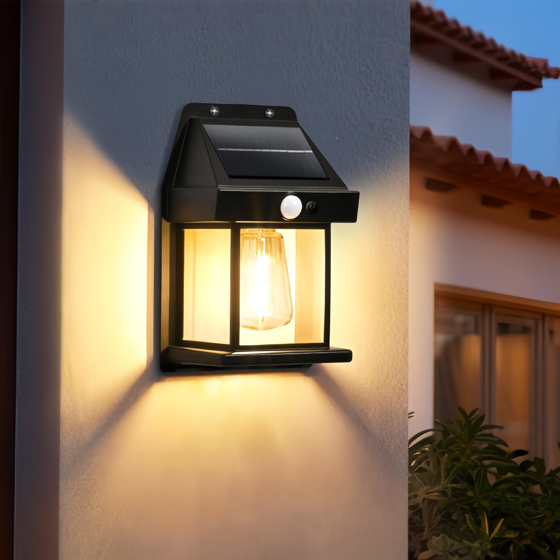 Gardens & Walkways Solar Charging Retro Wall Lantern with Automatic Motion Detection