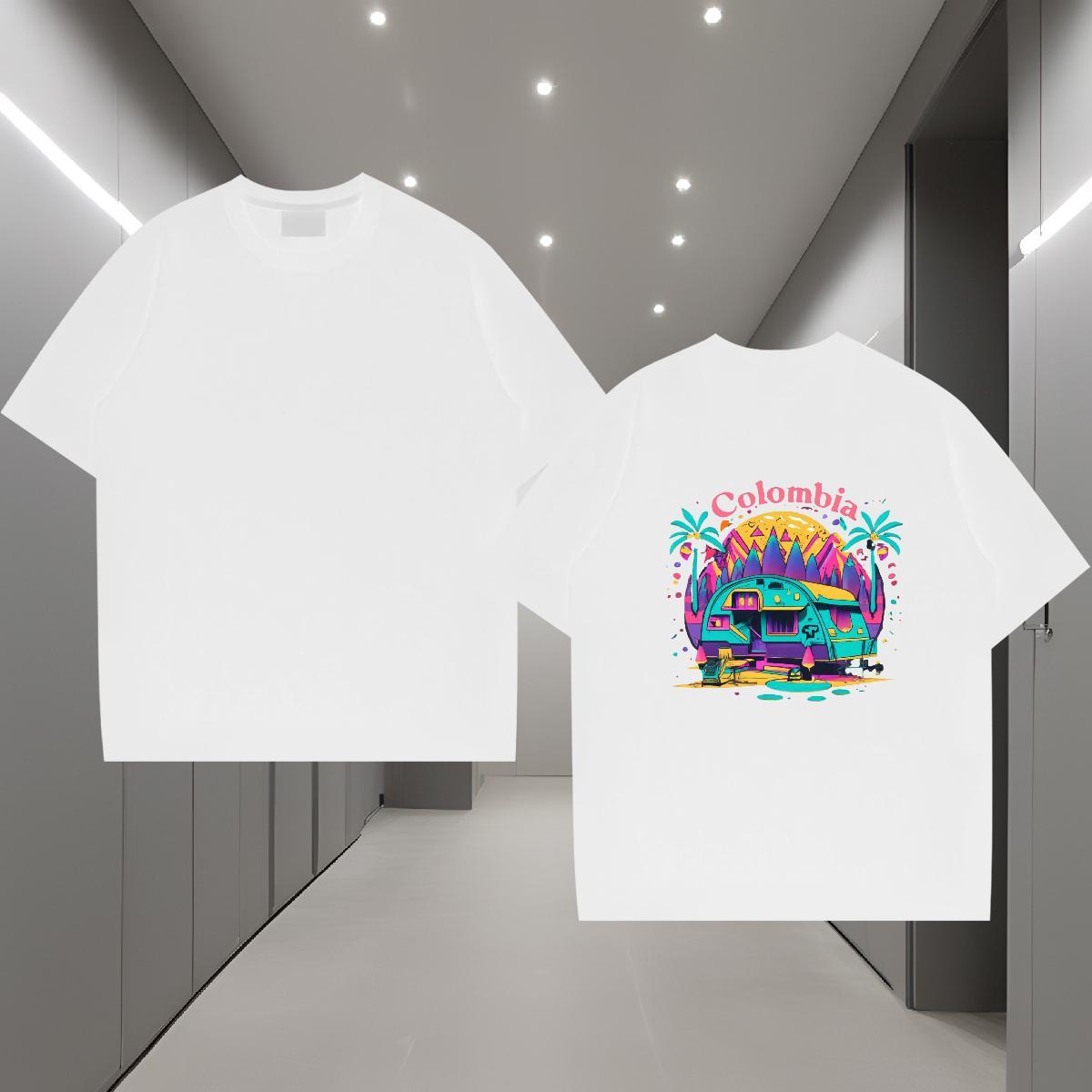 DIY T shirt beach Tops Shirt 230g 100% Cotton Anime Printing Street Comfortable DIY Logo Oversized Breathable Men Tshirts