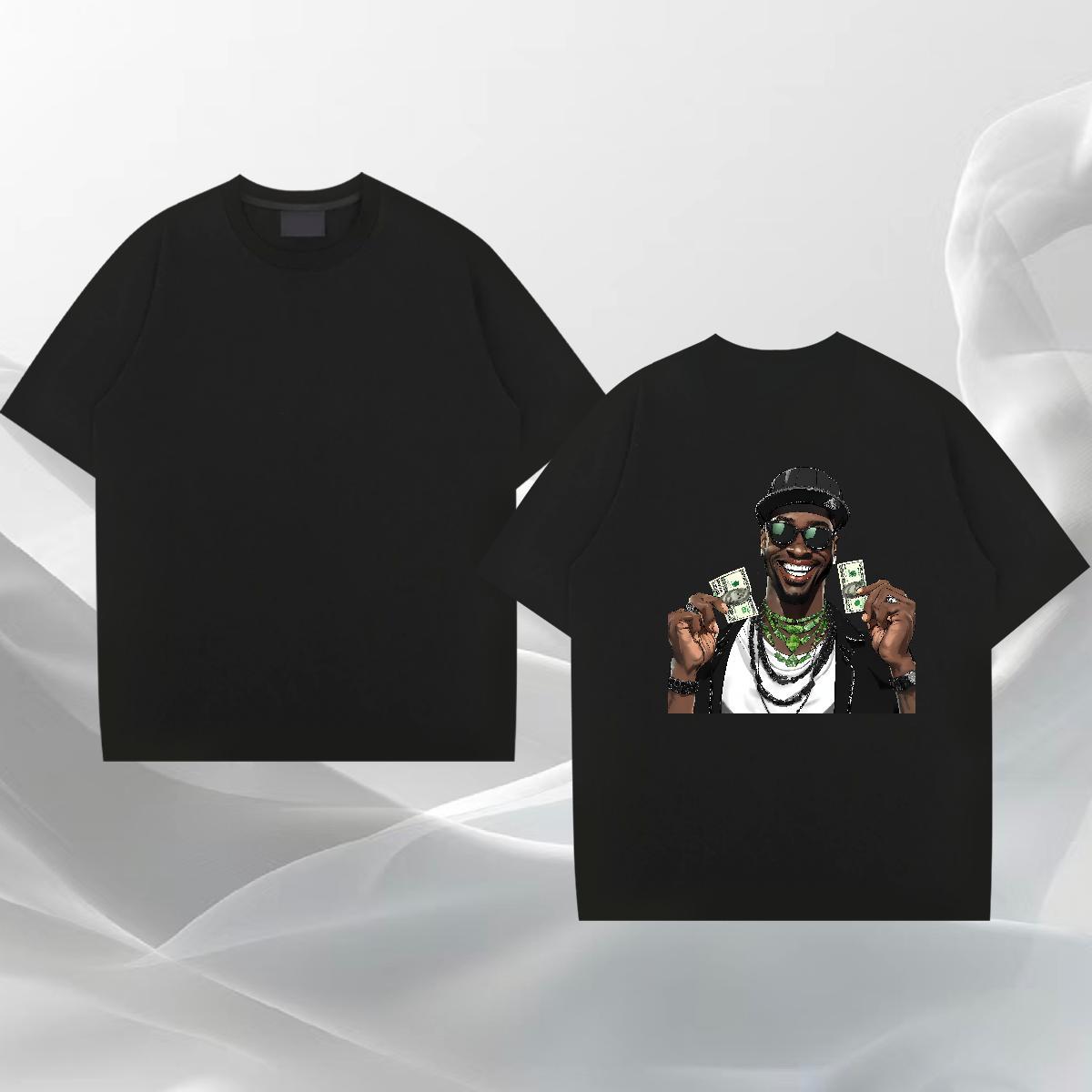 New Designer T Shirts Men cash Tshirts 230g 100% Cotton Daily Wear Popular Anime Print Short Sleeve O-Neck Men Tops Tees