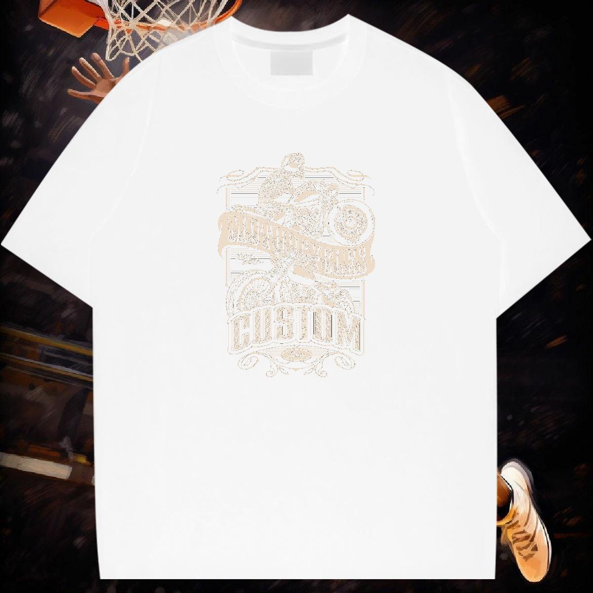 Factory Direct Man T Shirts skull Tops Shirt 230g Cotton Home Outdoor Soft Floral Print Breathable Short Sleeve Men Tops Tees