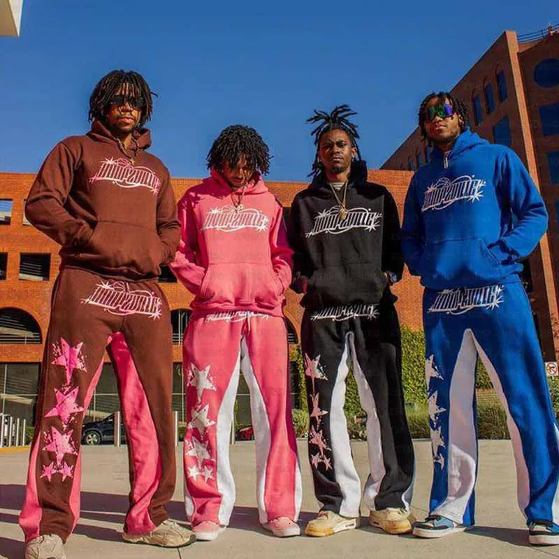 Gothic Men Hooded Sweatshirts Sweatpants Fall Winter Casual Pants Hoodie Y2k Streetwear Women Clothing 90s Vintage Kpop Clpthing 240807